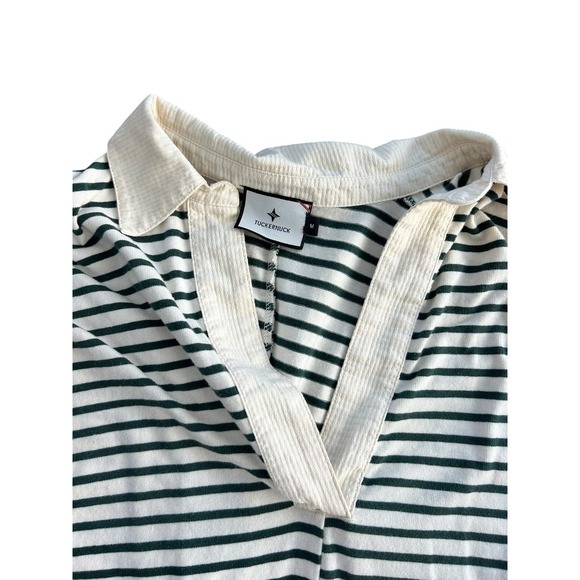Tuckernuck Green Stripe Ashton Polo Dress Collar Green White Tunic Medium - Picture 5 of 10